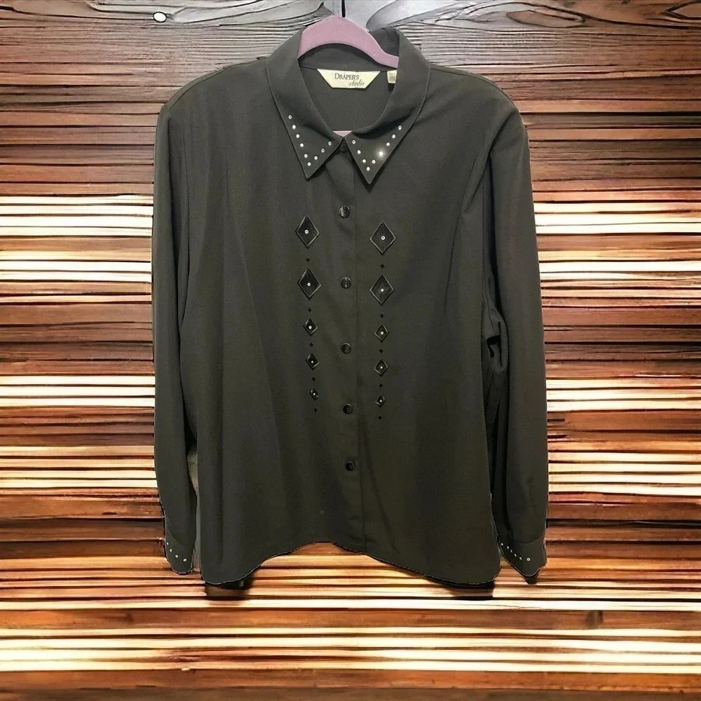 Drapers Studio Blouse 2X NWT and rhinestones